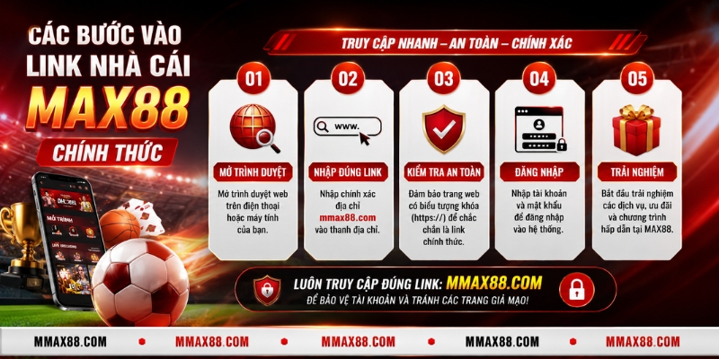 Hướng dẫn các bước vào link nhà cái MAX88 chính thức